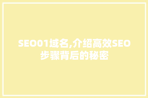 SEO01域名,介绍高效SEO步骤背后的秘密