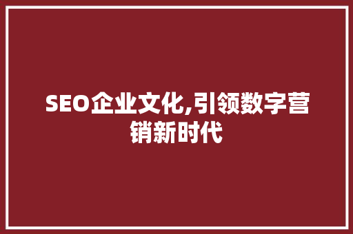 SEO企业文化,引领数字营销新时代 GoogleSEO