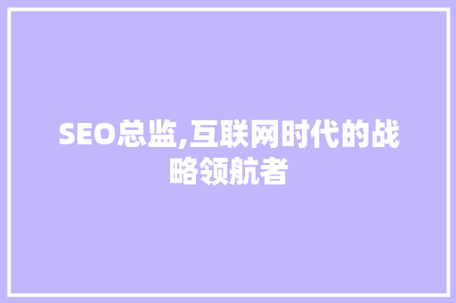 SEO总监,互联网时代的战略领航者