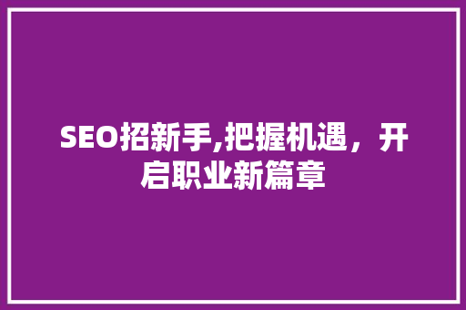 SEO招新手,把握机遇，开启职业新篇章
