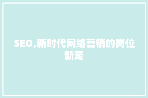 SEO,新时代网络营销的岗位新宠