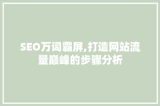 SEO万词霸屏,打造网站流量巅峰的步骤分析