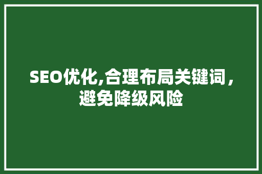 SEO优化,合理布局关键词，避免降级风险