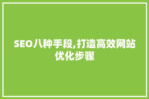 SEO八种手段,打造高效网站优化步骤 百度SEO