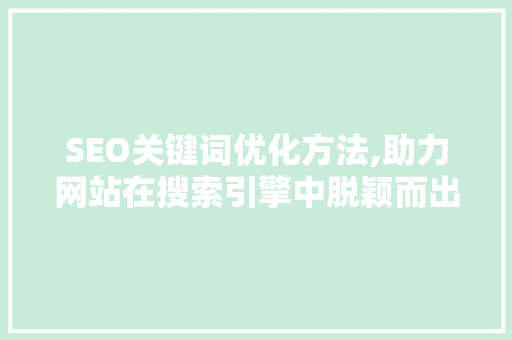 SEO关键词优化方法,助力网站在搜索引擎中脱颖而出 必应SEO