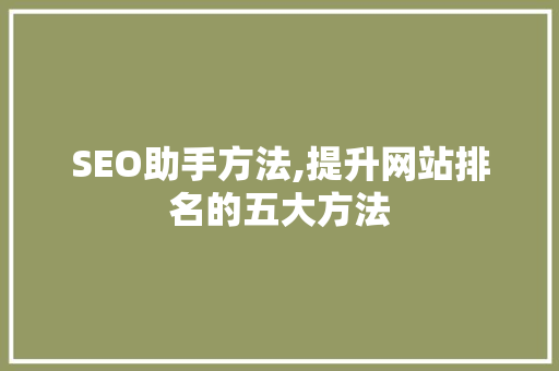 SEO助手方法,提升网站排名的五大方法 GoogleSEO