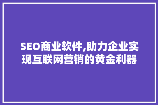 SEO商业软件,助力企业实现互联网营销的黄金利器 必应SEO