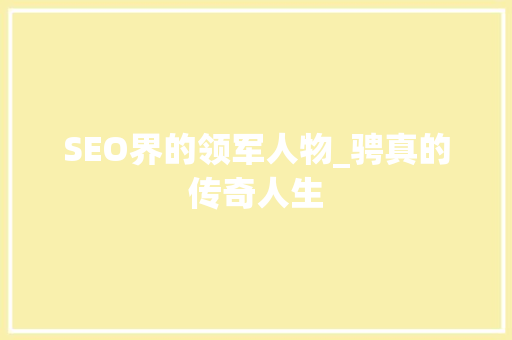 SEO界的领军人物_骋真的传奇人生 必应SEO