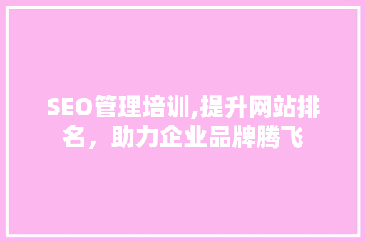 SEO管理培训,提升网站排名，助力企业品牌腾飞 百度SEO