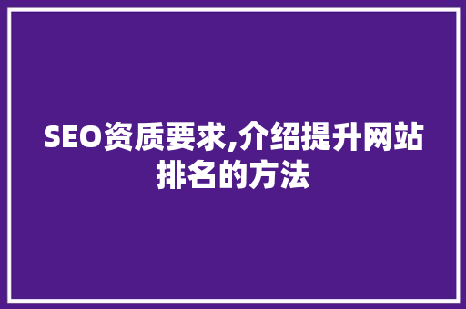 SEO资质要求,介绍提升网站排名的方法