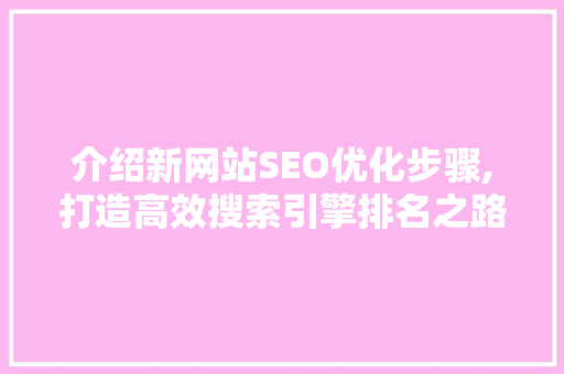 介绍新网站SEO优化步骤,打造高效搜索引擎排名之路 必应SEO