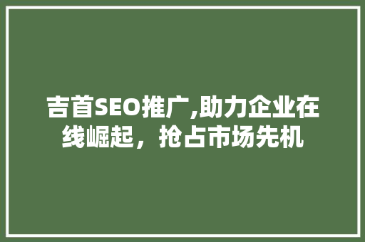 吉首SEO推广,助力企业在线崛起，抢占市场先机