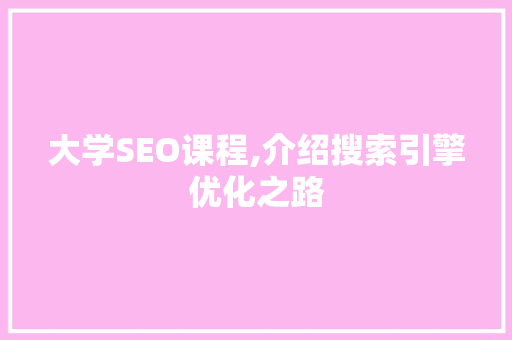 大学SEO课程,介绍搜索引擎优化之路 必应SEO