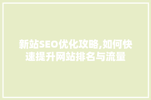 新站SEO优化攻略,如何快速提升网站排名与流量