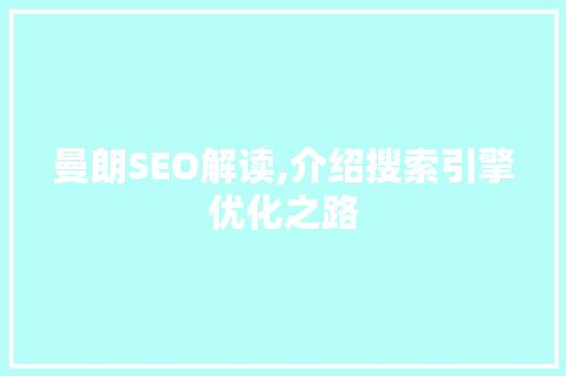 曼朗SEO解读,介绍搜索引擎优化之路 搜狗SEO