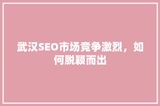 武汉SEO市场竞争激烈，如何脱颖而出