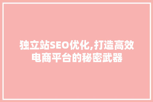 独立站SEO优化,打造高效电商平台的秘密武器 必应SEO