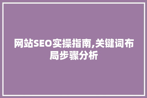 网站SEO实操指南,关键词布局步骤分析