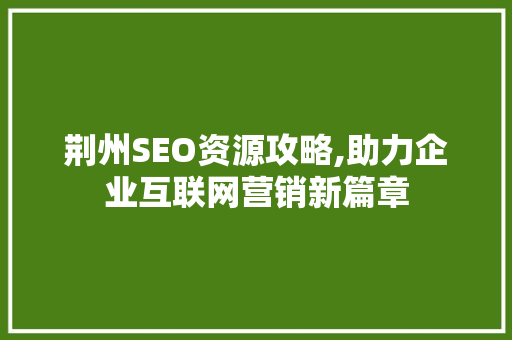 荆州SEO资源攻略,助力企业互联网营销新篇章 GoogleSEO