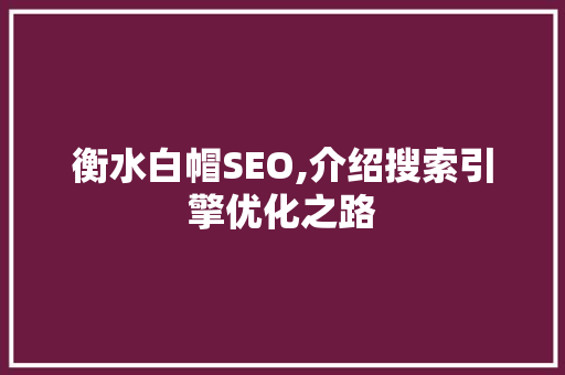 衡水白帽SEO,介绍搜索引擎优化之路 搜狗SEO