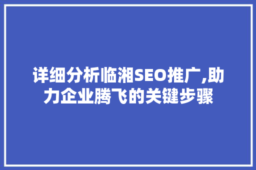 详细分析临湘SEO推广,助力企业腾飞的关键步骤