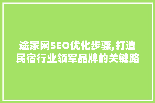 途家网SEO优化步骤,打造民宿行业领军品牌的关键路径 必应SEO