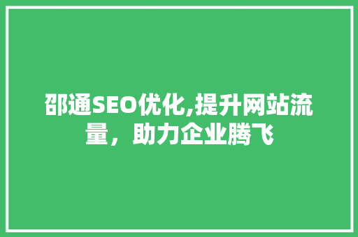 邵通SEO优化,提升网站流量，助力企业腾飞 必应SEO