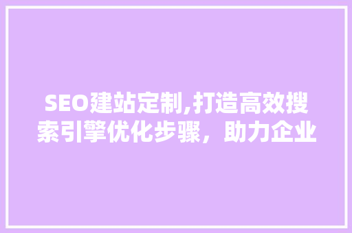 SEO建站定制,打造高效搜索引擎优化步骤，助力企业网络营销 神马SEO