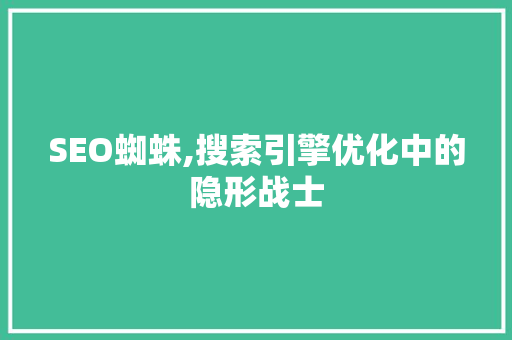 SEO蜘蛛,搜索引擎优化中的隐形战士