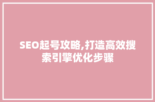 SEO起号攻略,打造高效搜索引擎优化步骤 搜狗SEO
