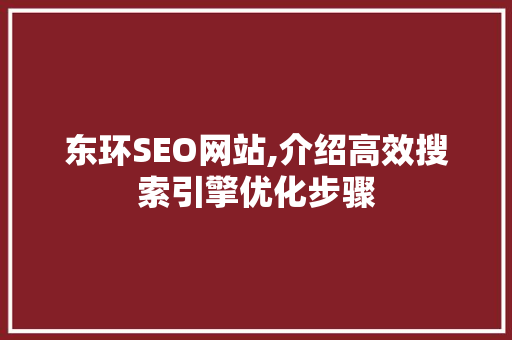 东环SEO网站,介绍高效搜索引擎优化步骤