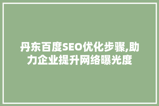 丹东百度SEO优化步骤,助力企业提升网络曝光度