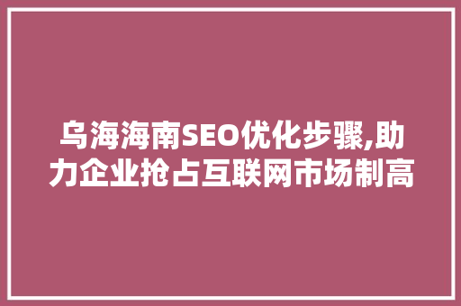 乌海海南SEO优化步骤,助力企业抢占互联网市场制高点