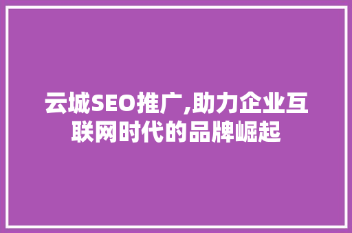 云城SEO推广,助力企业互联网时代的品牌崛起 必应SEO