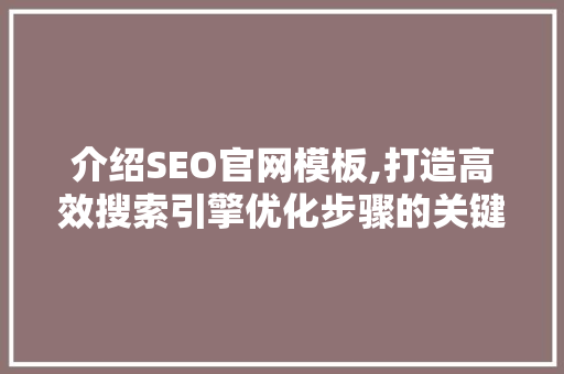 介绍SEO官网模板,打造高效搜索引擎优化步骤的关键