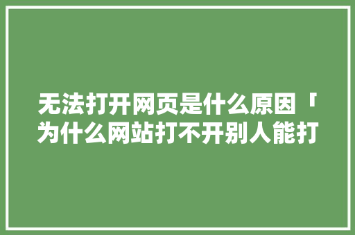 无法打开网页是什么原因「为什么网站打不开别人能打开」 无法打开网页是什么原因「为什么网站打不开别人能打开」 GoogleSEO