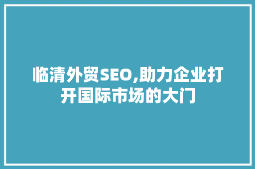 临清外贸SEO,助力企业打开国际市场的大门 百度SEO