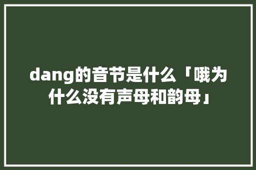 dang的音节是什么「哦为什么没有声母和韵母」