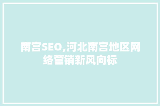 南宫SEO,河北南宫地区网络营销新风向标