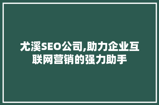 尤溪SEO公司,助力企业互联网营销的强力助手