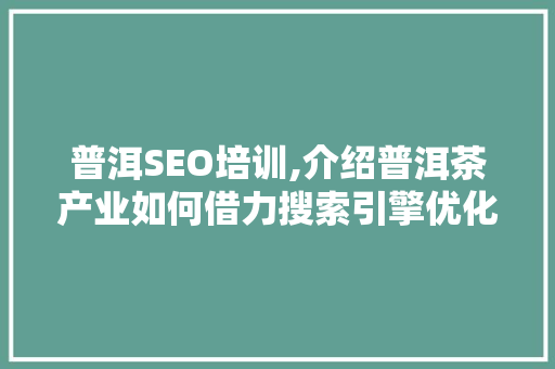 普洱SEO培训,介绍普洱茶产业如何借力搜索引擎优化实现飞跃发展