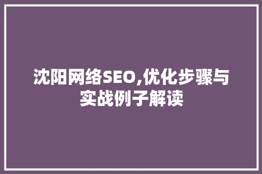 沈阳网络SEO,优化步骤与实战例子解读 搜狗SEO