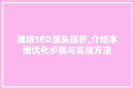 潍坊SEO源头探析,介绍本地优化步骤与实战方法