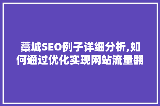 藁城SEO例子详细分析,如何通过优化实现网站流量翻倍