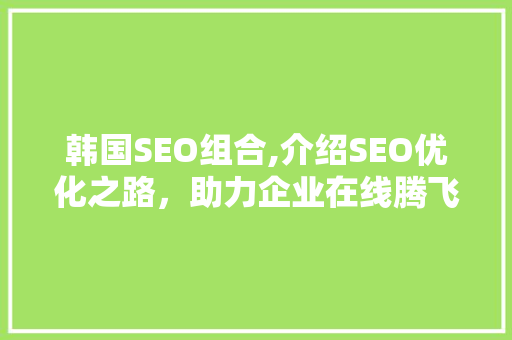 韩国SEO组合,介绍SEO优化之路，助力企业在线腾飞