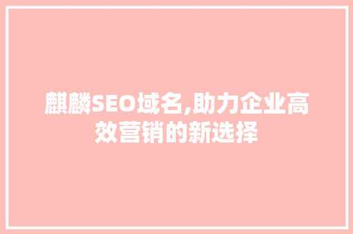 麒麟SEO域名,助力企业高效营销的新选择