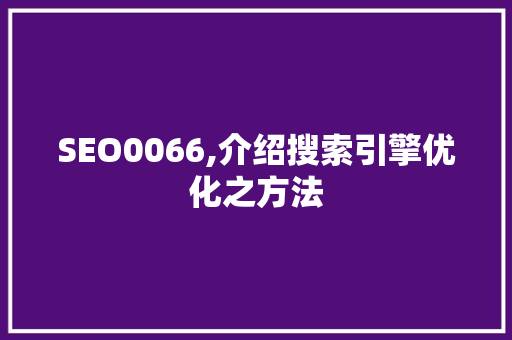 SEO0066,介绍搜索引擎优化之方法 神马SEO