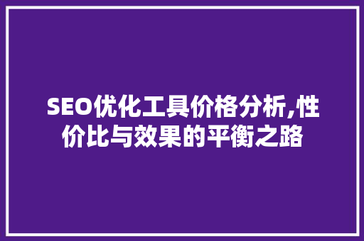 SEO优化工具价格分析,性价比与效果的平衡之路 必应SEO