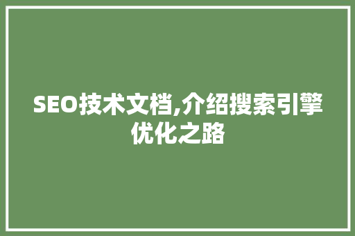 SEO技术文档,介绍搜索引擎优化之路 百度SEO