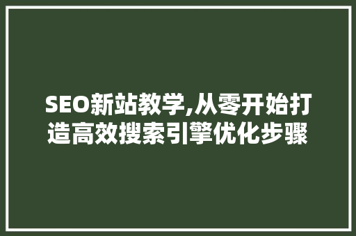 SEO新站教学,从零开始打造高效搜索引擎优化步骤 必应SEO